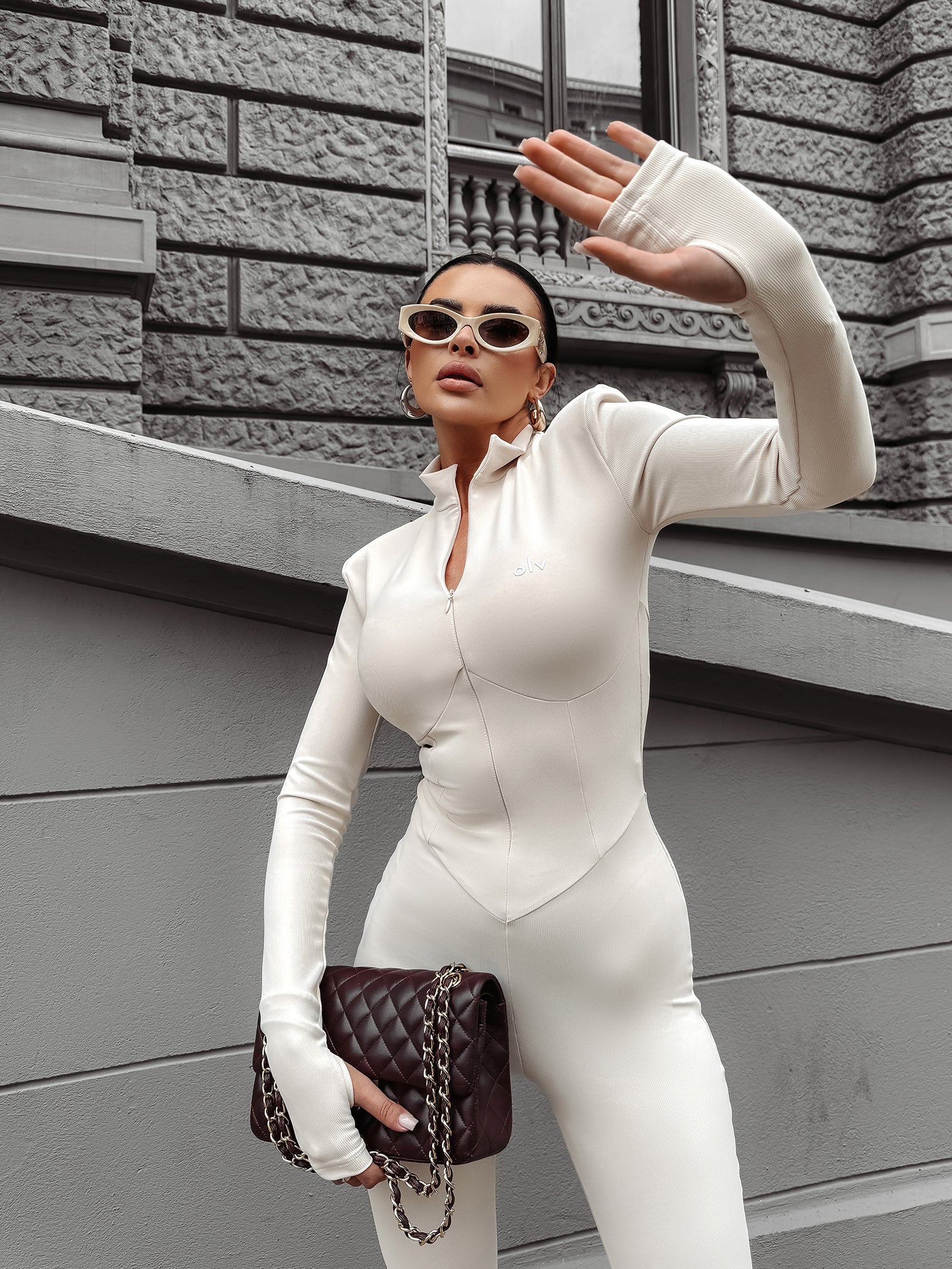 FIRST CHILL fitted jumpsuit beige