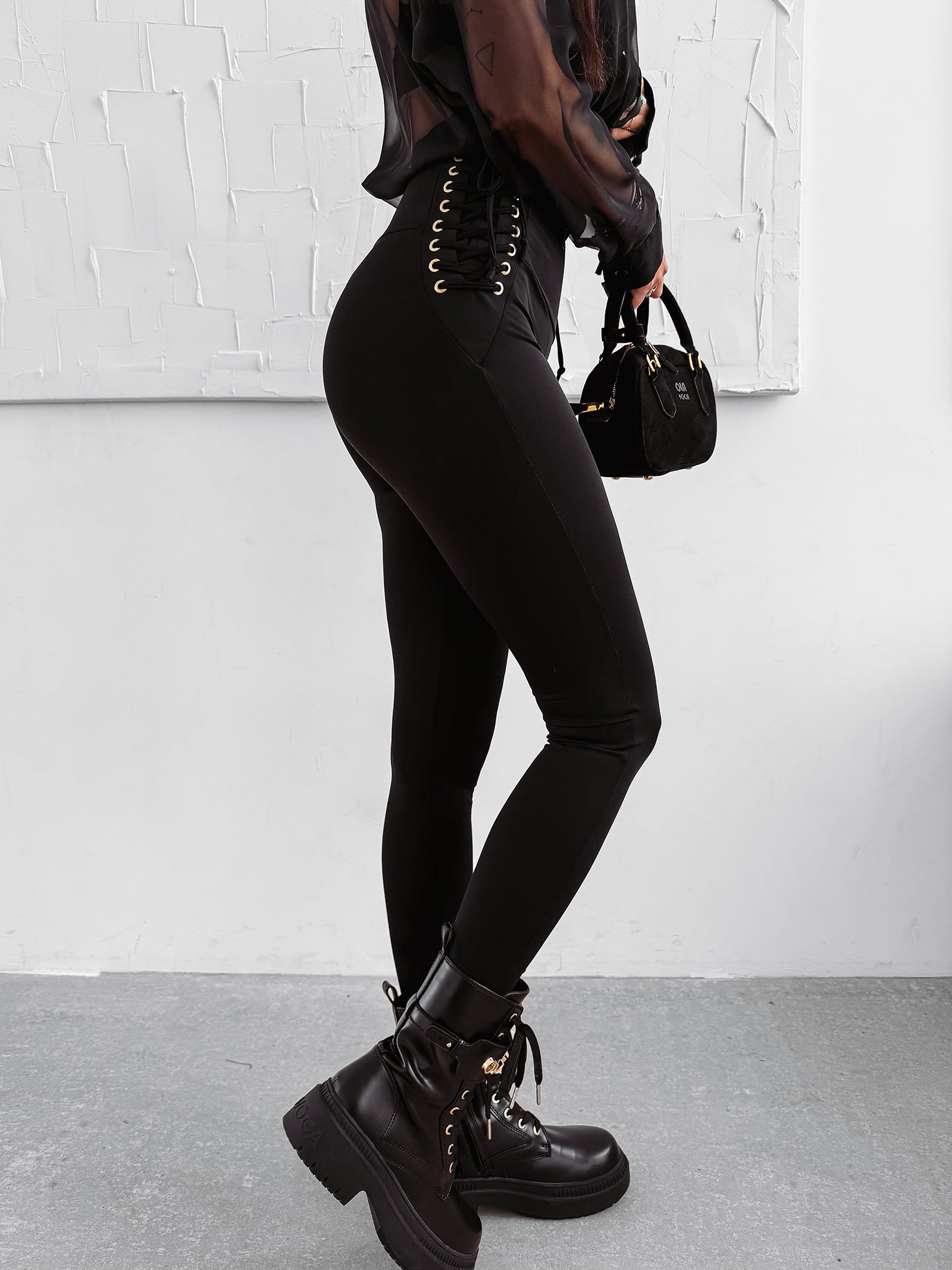 FADED elastic leggings black