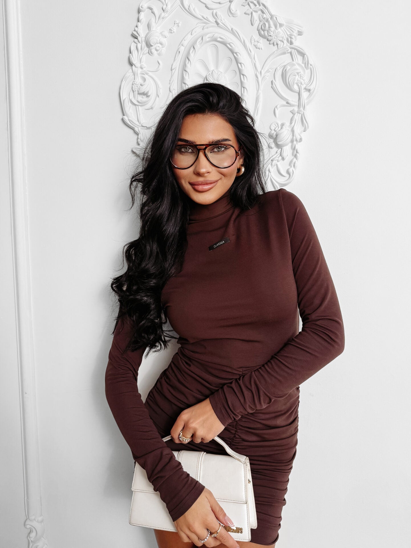 LUMIER fitted dress, brown