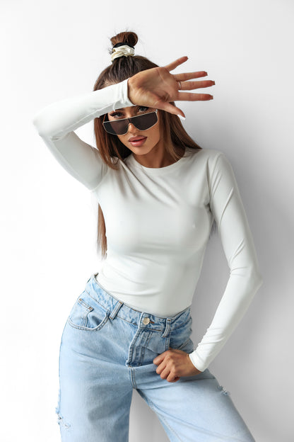 BASIT ecru basic long-sleeved blouse