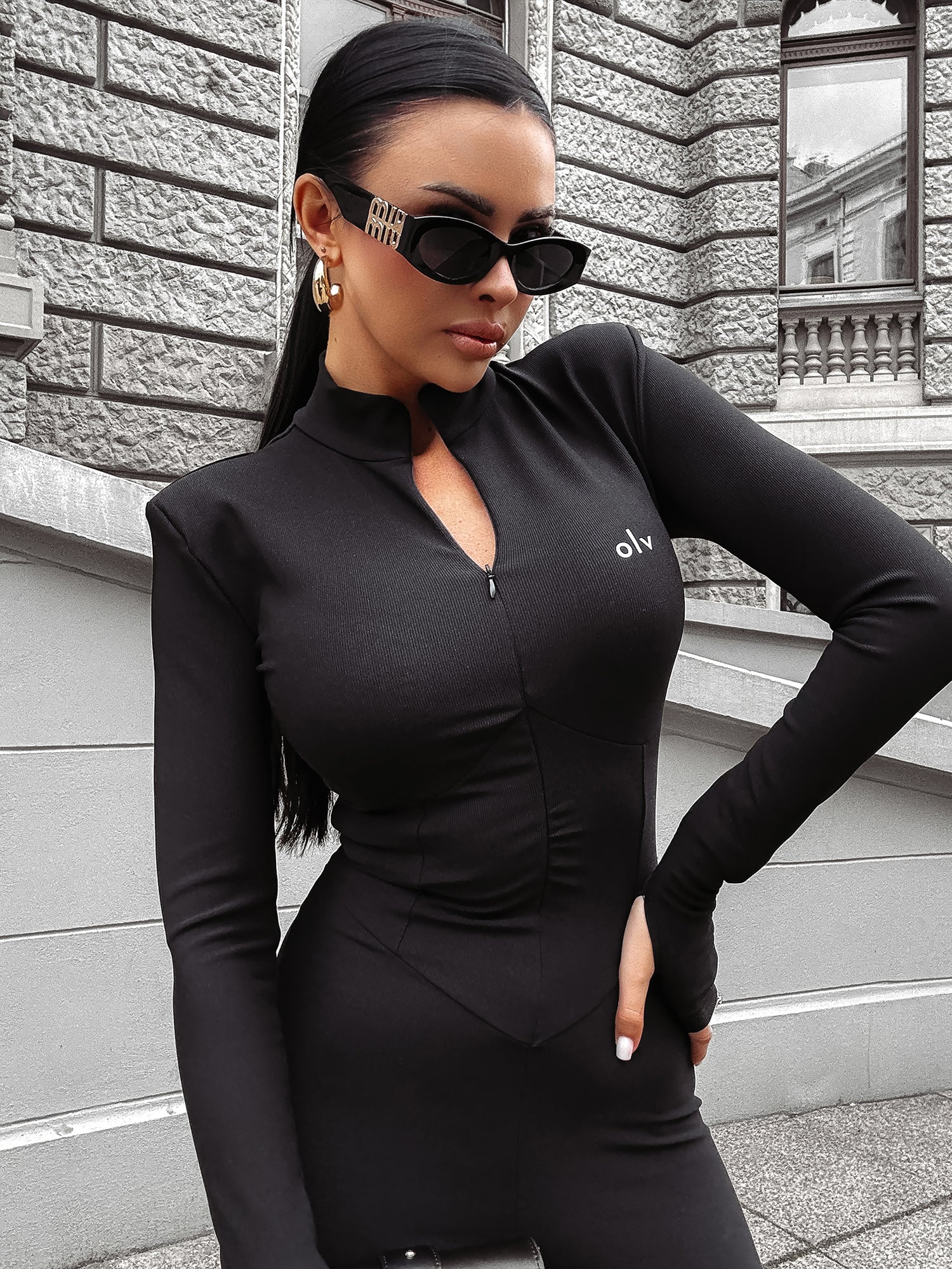 FIRST CHILL fitted jumpsuit black