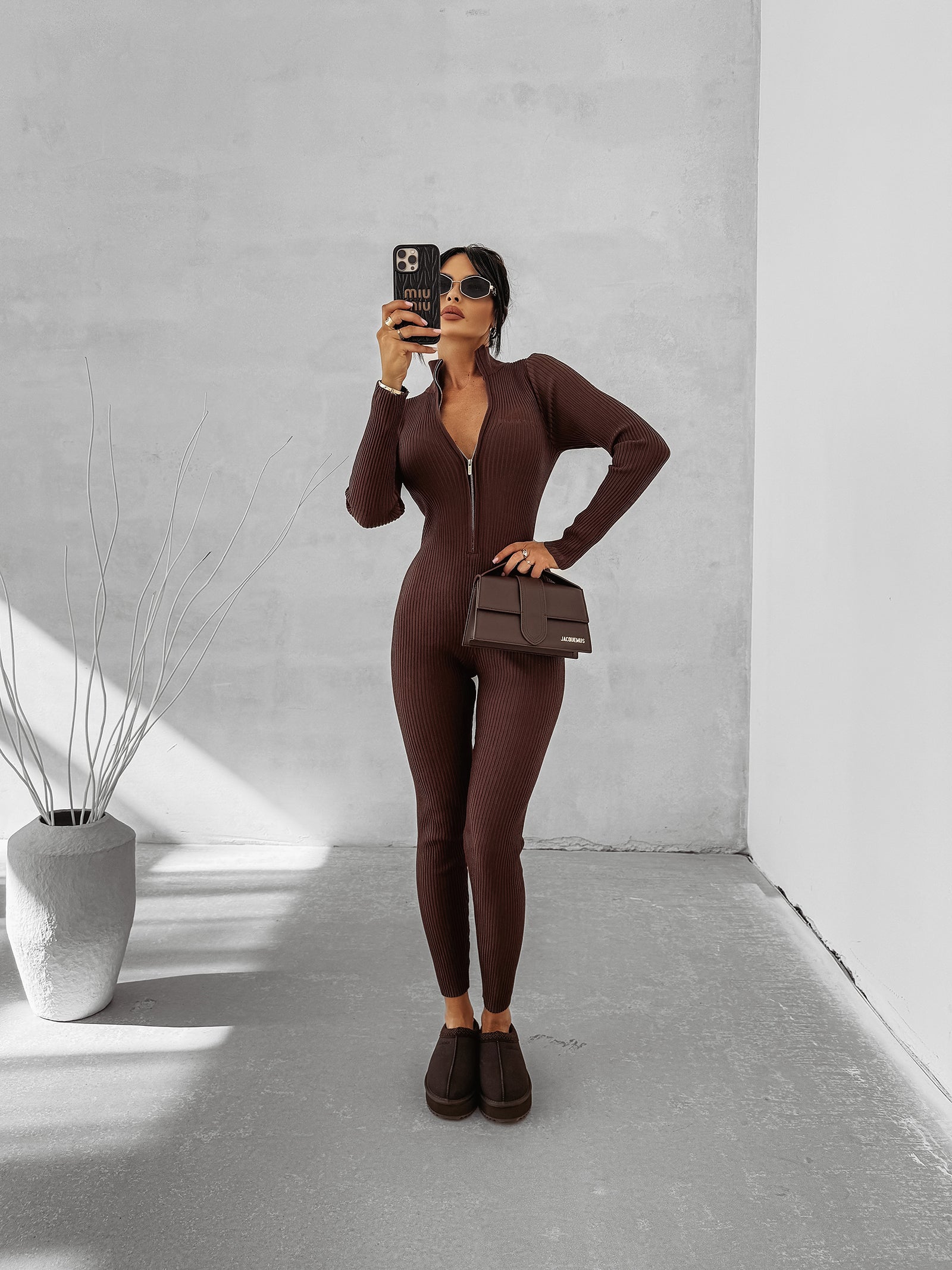 NEXTION chocolate skinny jumpsuit