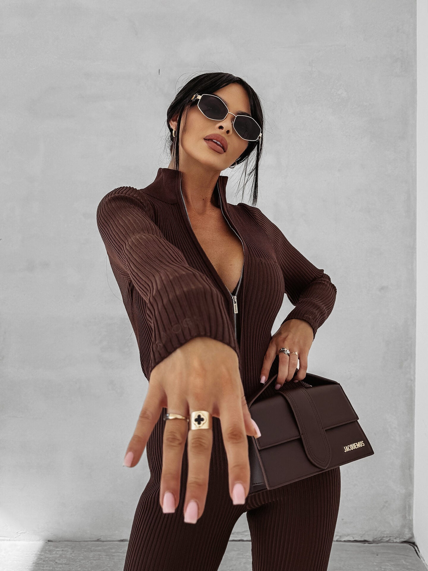 NEXTION chocolate skinny jumpsuit