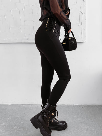 FADED elastic leggings black