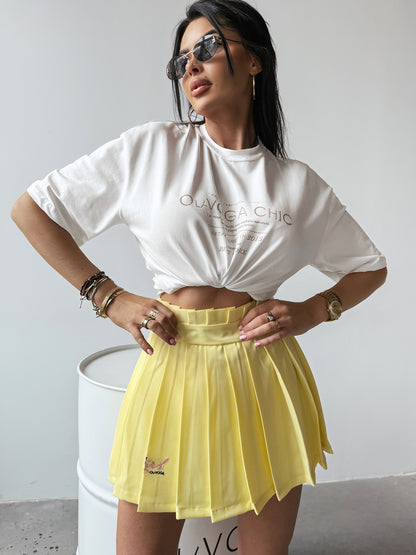 MOSA yellow pleated skirt-shorts